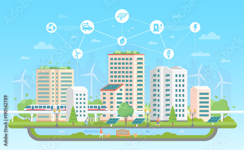 Eco-friendly city - modern flat design style vector illustration