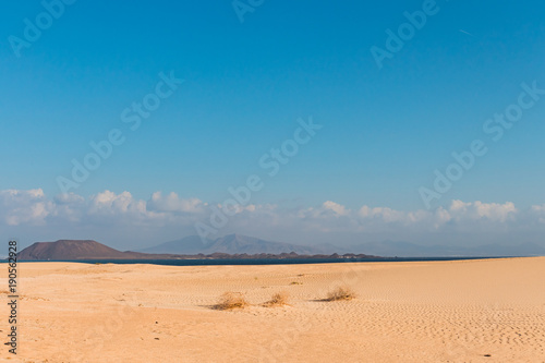 Beach view over the Corralejo dunes in Fuerteventura, Canary Islands