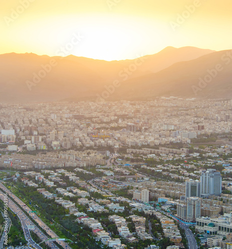 Tehran skyline at sunset, Iran