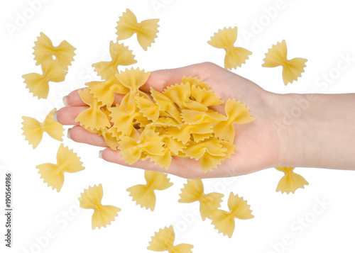 Macaroni bows in a hand