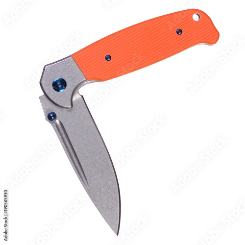 Knife folding with orange handle