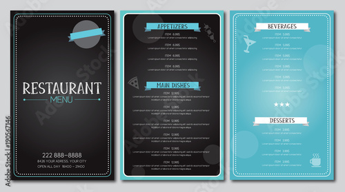 Restaurant menu flyer template design vector