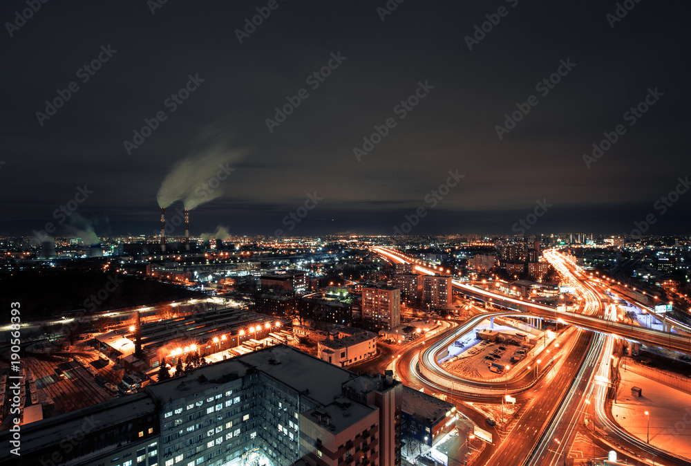 Naklejka premium Night city of Moscow