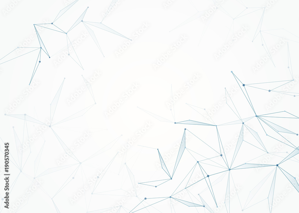 Network background in blue color with lines and dots for business design