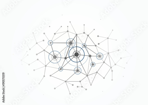 Network concept connections with lines, circles and dots