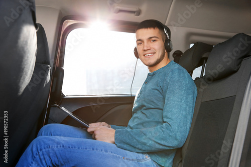 Man listening to audiobook ...