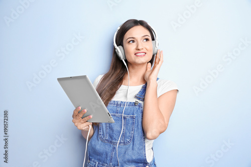 Woman listening to audioboo...