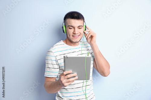 Man listening to audiobook ...