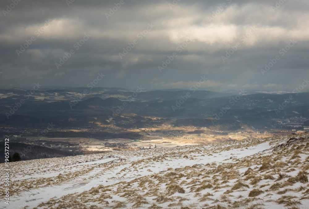 Winter landscape in Karkonosze mountain, Sudety, Poland