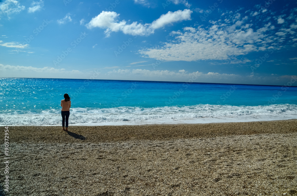 lefkada island greece beach background