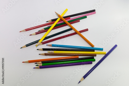 Color pencils scattered 