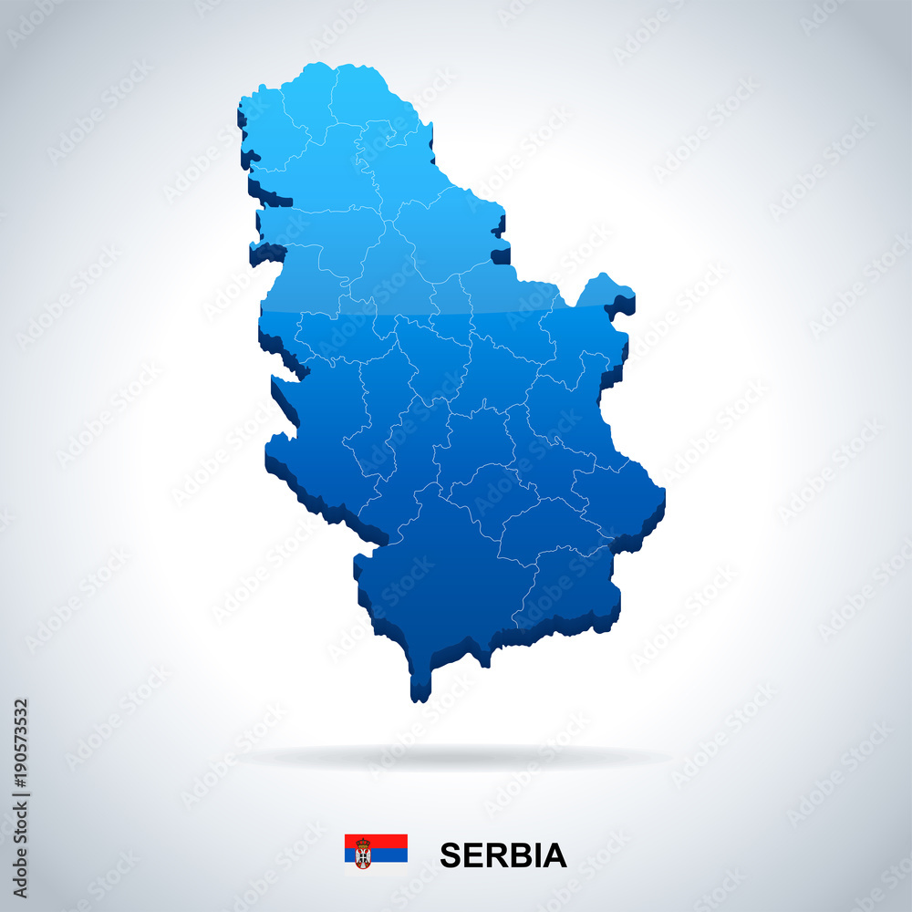 Obraz premium Serbia - map and flag - Detailed Vector Illustration
