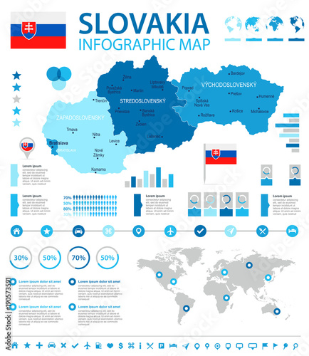 Slovakia - infographic map and flag - Detailed Vector Illustration photo