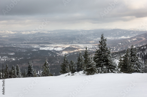 Winter landscape in Karkonosze mountain, Sudety, Poland