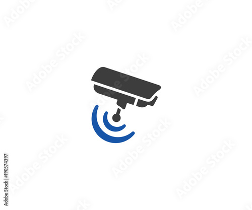 Security camera logo template. CCTV camera vector design. Wifi symbol illustration