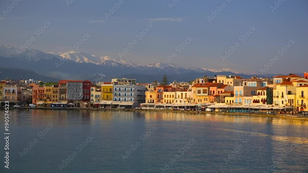 Old Venetian port of Chania at dawn, Crete. Greece Old Venetian port of Chania at dawn, Crete. Greece