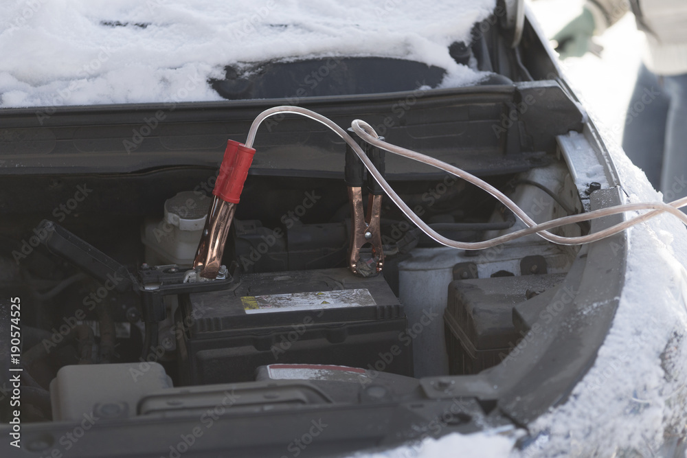 The car did not start because of the cold temperature. The terminals are connected to the battery.
