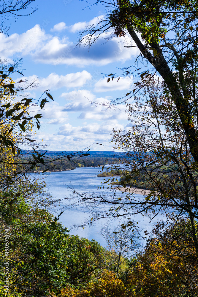 Obraz premium View of a river from the woods