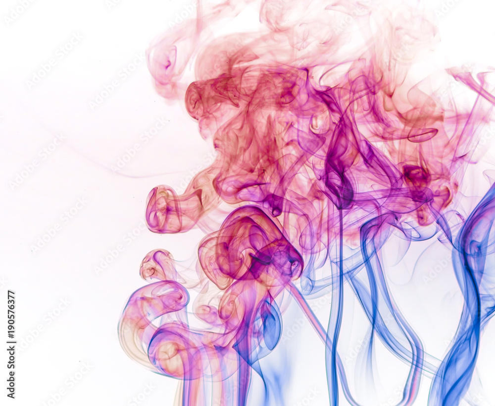 Colored smoke on white background