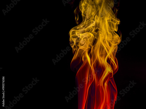 Colored smoke on black background