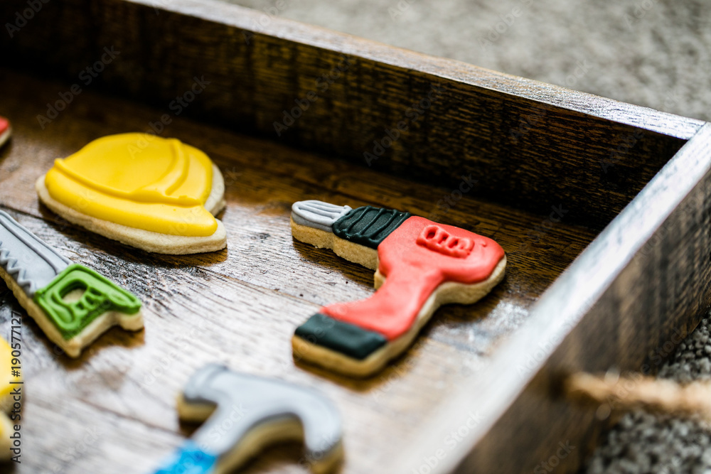 Fototapeta premium construction sugar cookies with royal icing