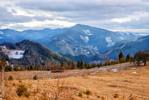 Scenic winter view on top of the Carpathian mountain © cezarksv