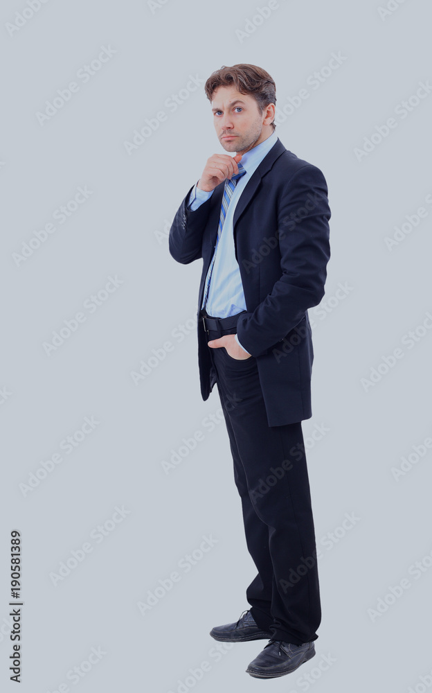 Full length profile of a middle aged business man. Full length profile of a middle aged business man.