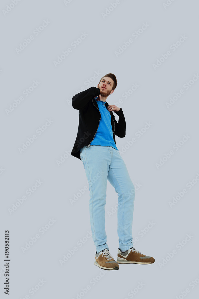 Full portrait of smiling happy man isolated on white background. Full portrait of smiling happy man isolated on white background.