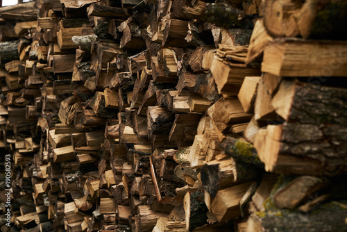 Close-up of a firewood pile