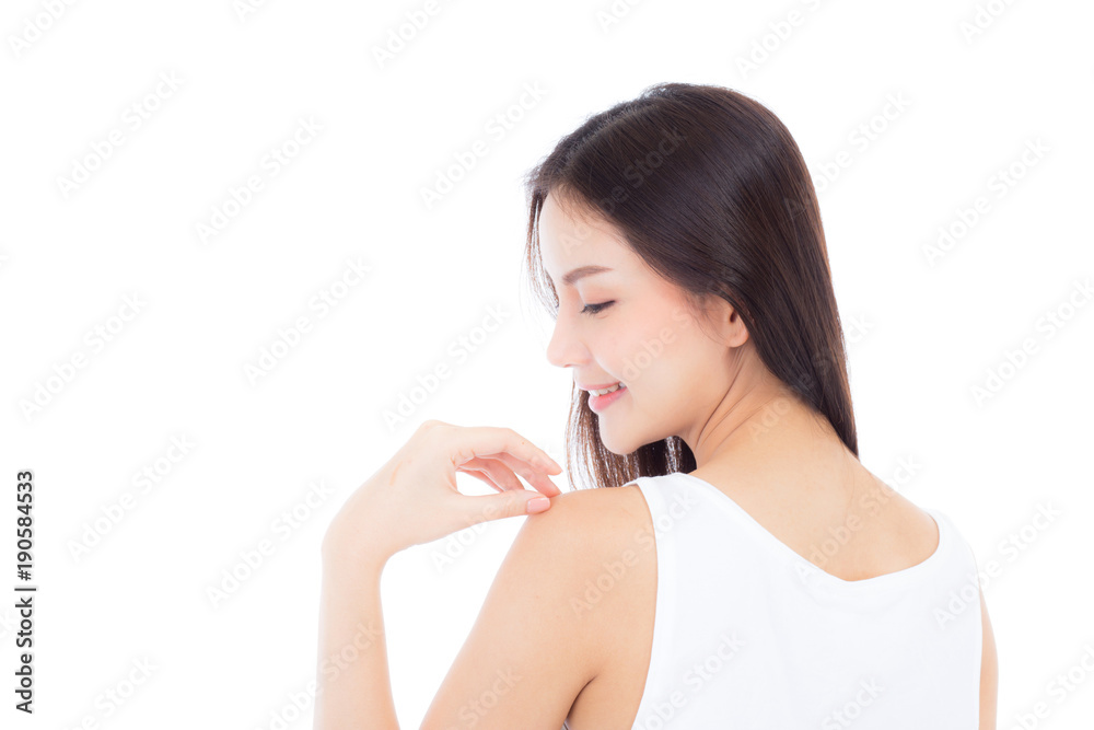 Portrait of beautiful asian woman makeup of cosmetic, beauty of girl with face smile attractive isolated on white background, perfect with wellness and healthcare concept. Portrait of beautiful asian woman makeup of cosmetic, beauty of girl with face smile attractive isolated on white background, perfect with wellness and healthcare concept.