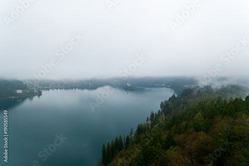 Bled lake during winter season photo