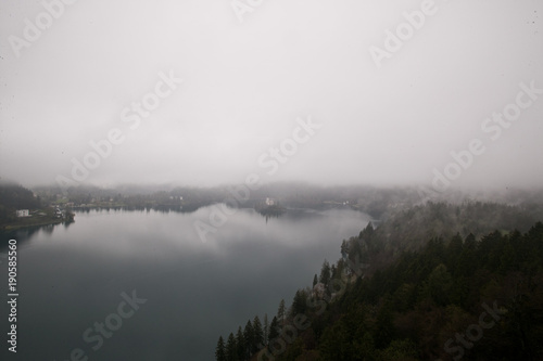 Bled lake during winter season photo