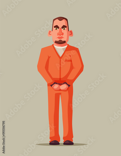 Prisoner in prison. Character design. Cartoon illustration