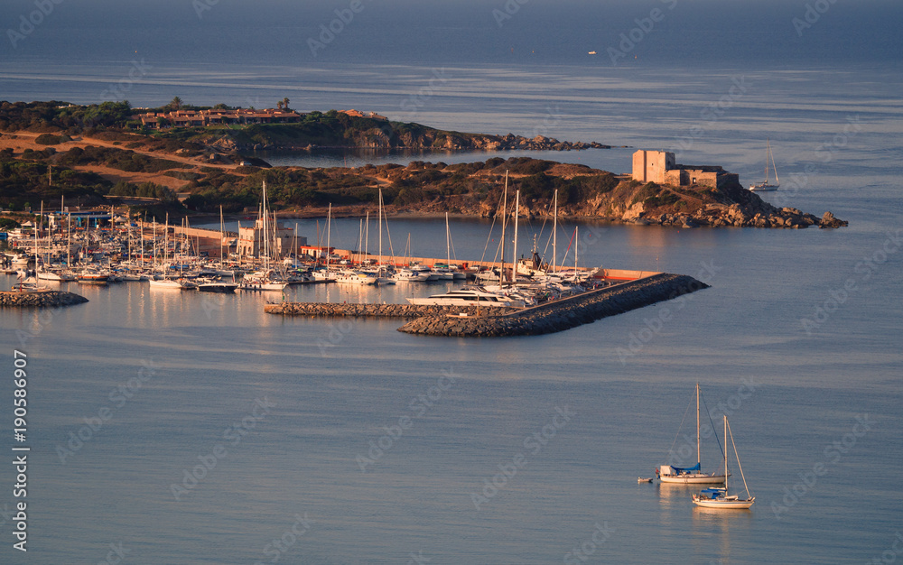 Marina of Villasimius, a famous tourist resort in the south of Sardinia, Italy.