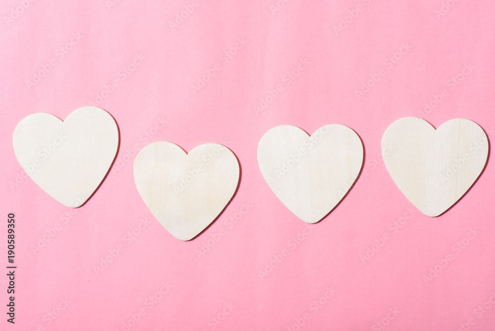 White hearts shape on pink background, Valentine day concept