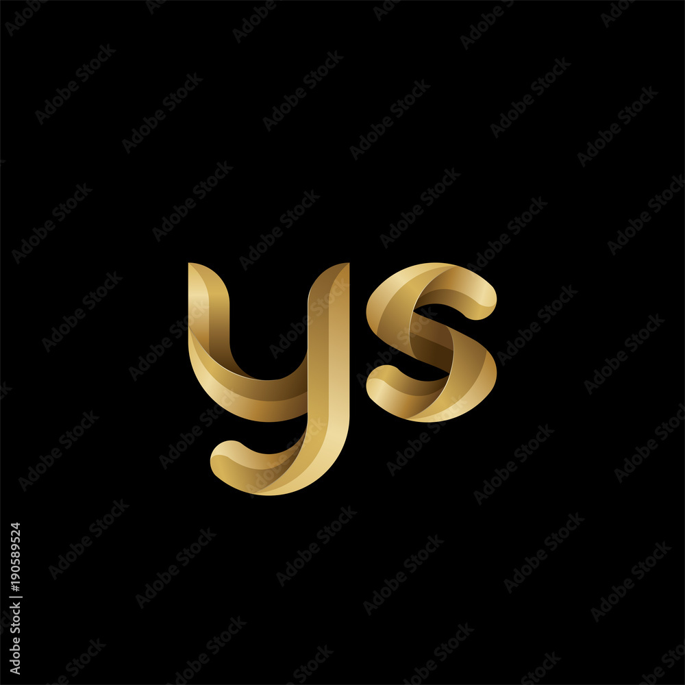 Initial lowercase letter ys, swirl curve rounded logo, elegant golden color on black background Initial lowercase letter ys, swirl curve rounded logo, elegant golden color on black background
