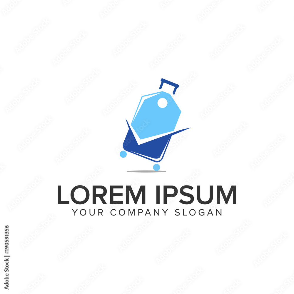 Travel bag with check mark logo design concept template. fully editable vector Travel bag with check mark logo design concept template. fully editable vector