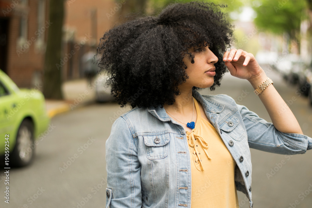 girl crossing the street