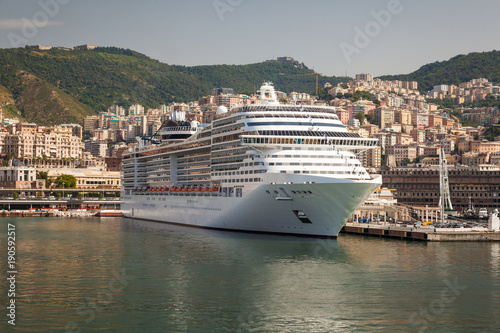 Cruise Ship at Dock in Genoa Italy © Mcdonojj