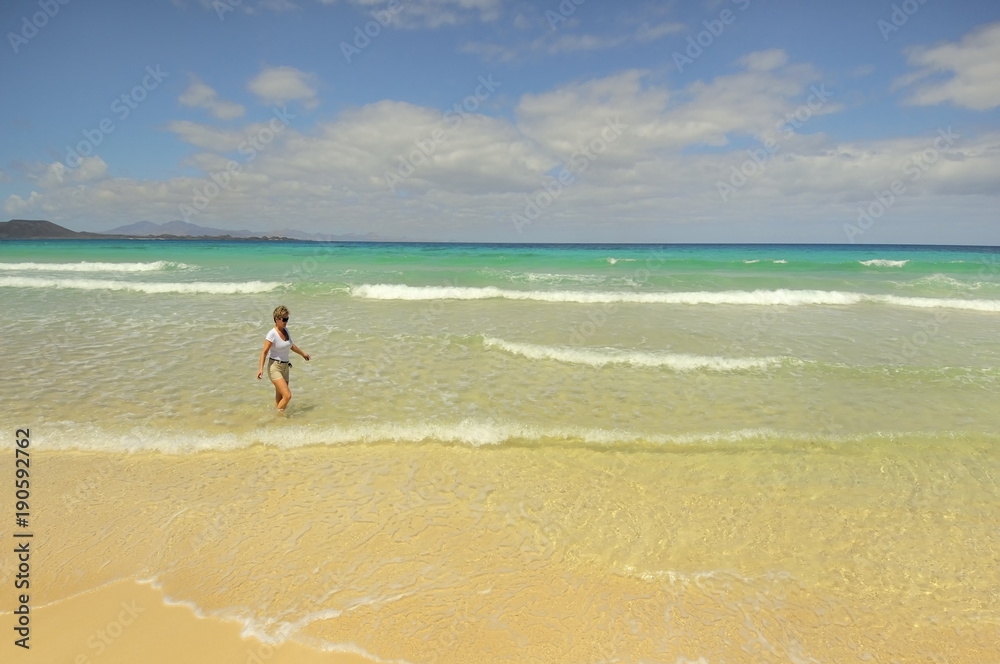 Girl on the beach, Corralejo, Fuerteventura, Canary Islands
