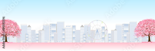 桜　春　ビル　背景
