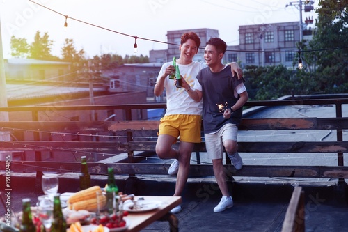 Two young men drank beer