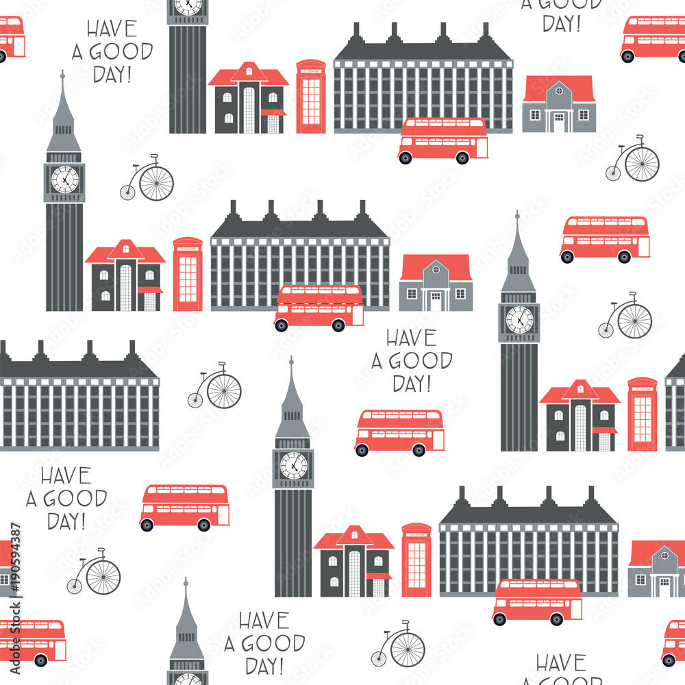 London retro vector seamless pattern