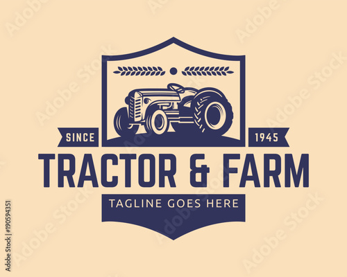 Collection of Tractor and farm logo template, vector set, vector pack