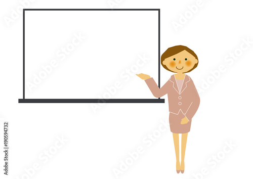 女性秘書、案内状のイラストレーション。