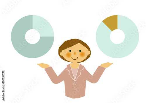 女性会社員のイラスト。秘書。案内係。