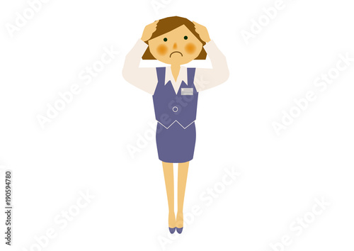 女性会社員のイラスト。制服。事務員。案内、受付係。