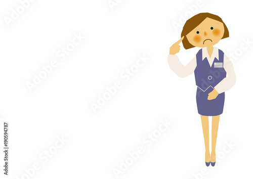 女性会社員のイラスト。制服。事務員。案内、受付係。