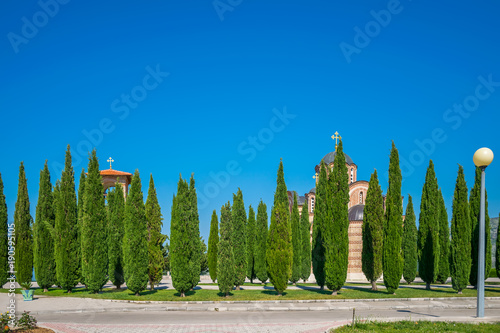 A picturesque Orthodox Old Temple in Trebinje. Bosnia and Herzegovina. photo