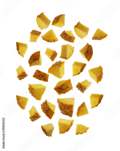 A slice of pineapple in pieces isolated on white background easy for dicut useful for graphic decoration